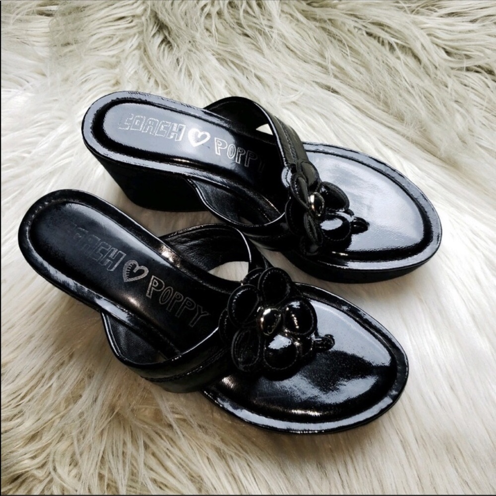 Coach signature black wedge